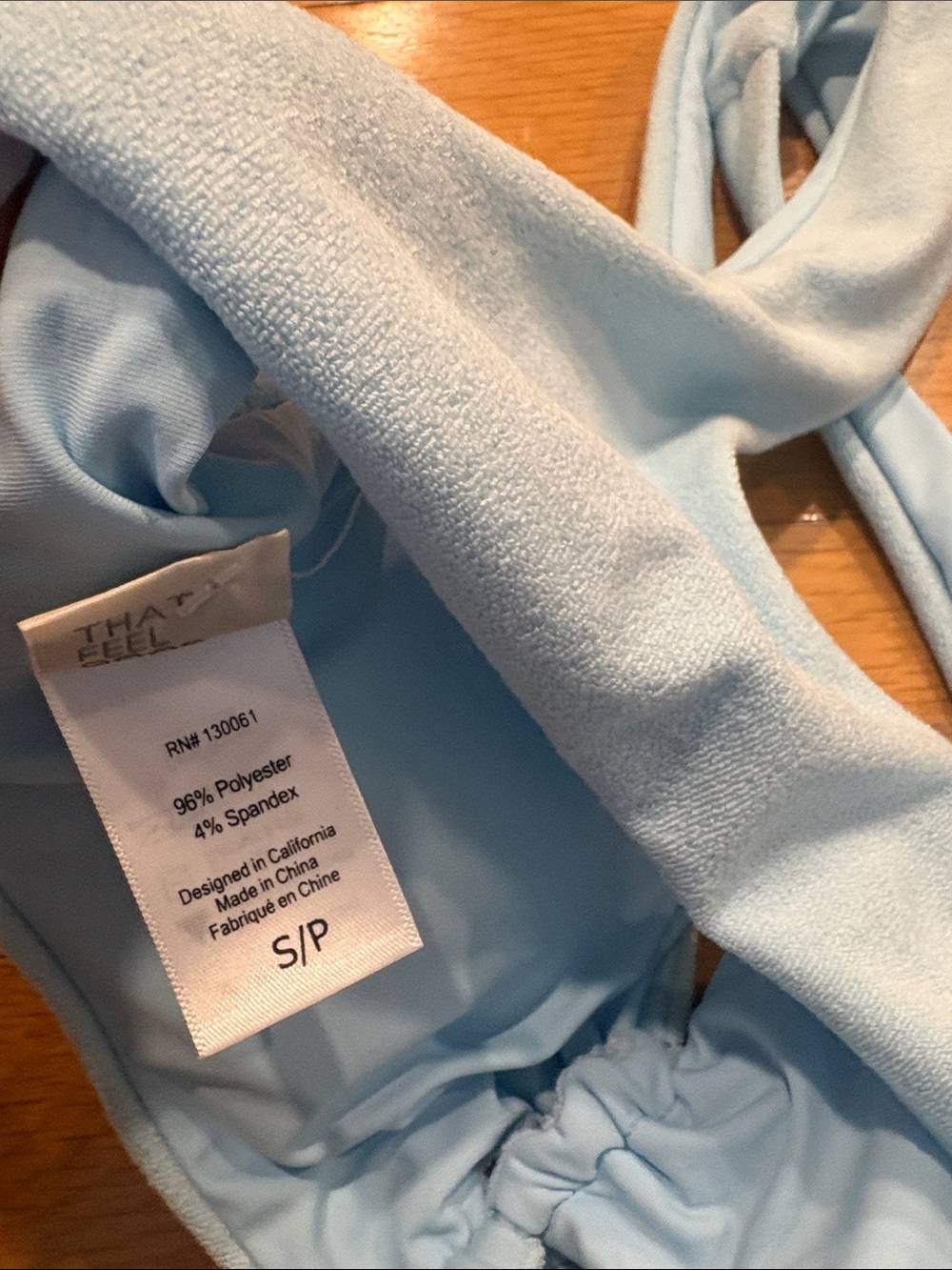 l*space Pale Blue Ruched Front Bandeau Bikini Top - Picture 3 of 3